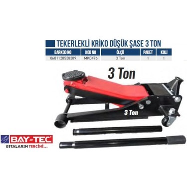BAYTEC TEKERLEKLİ KRİKO DÜŞÜK ŞASE 3 TON MK0476